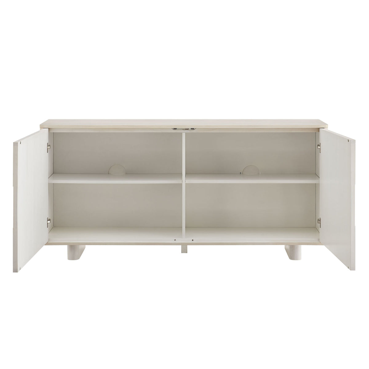 Foundry White Wash 71" Woven Design Buffet Storage Cabinet - Ornate Home