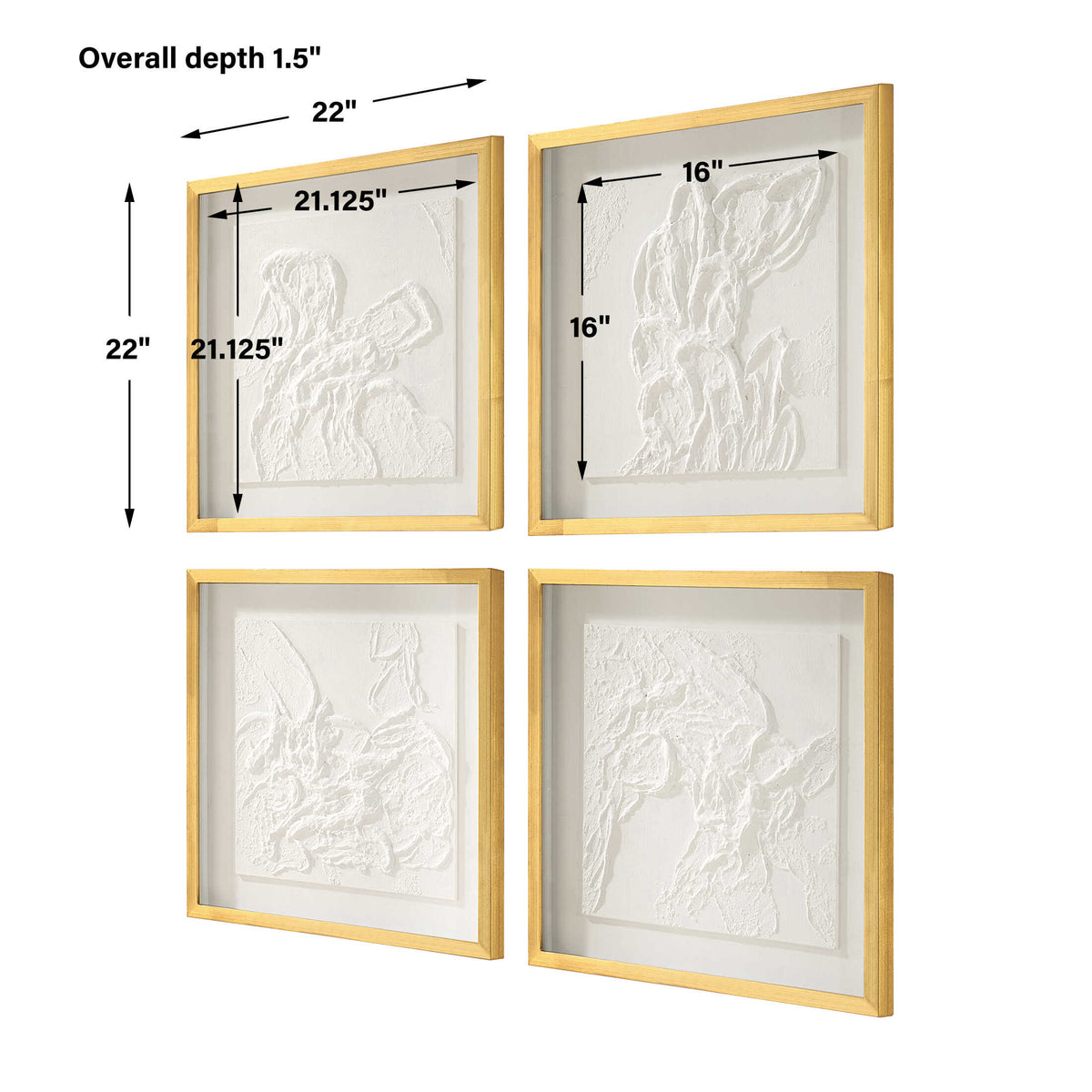 Fourfold Gold/White Framed Prints (Set of 4) - Ornate Home