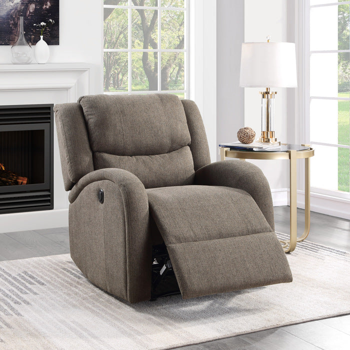 Foxcroft Brown Chenille Power Reclining Chair - Ornate Home
