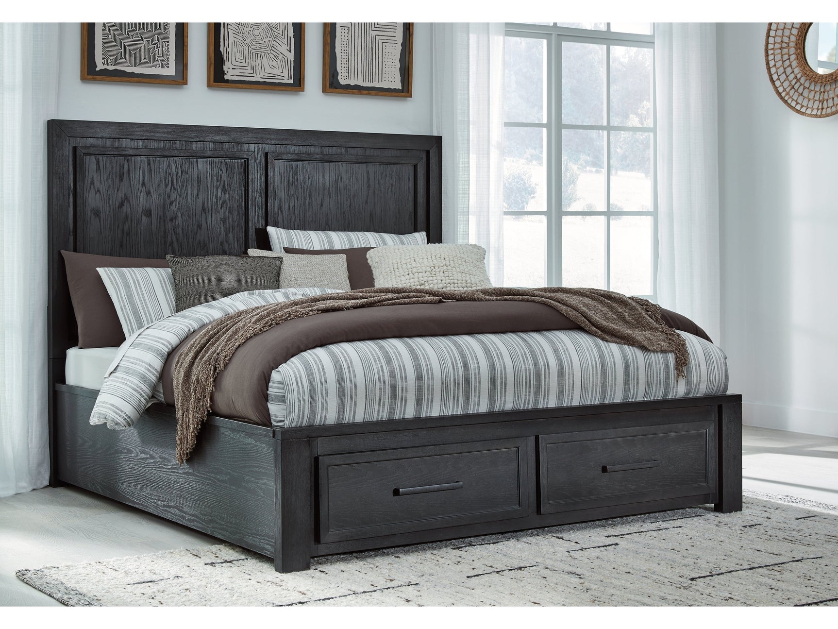 Foyland Black/Brown California King Panel Storage Bed (Online Special Price) - Ornate Home