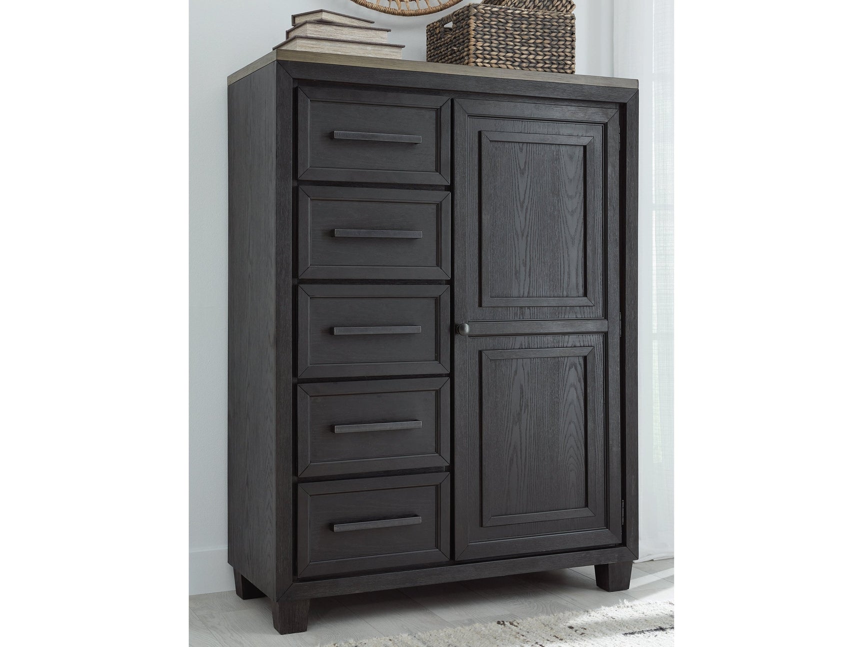 Foyland Black & Brown Door Chest - Ornate Home