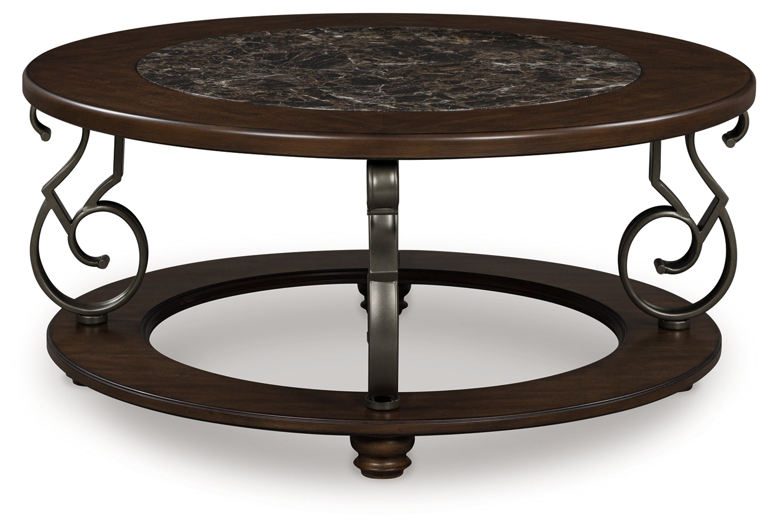 Frallyn Dark Brown Round Cocktail Table - Ornate Home