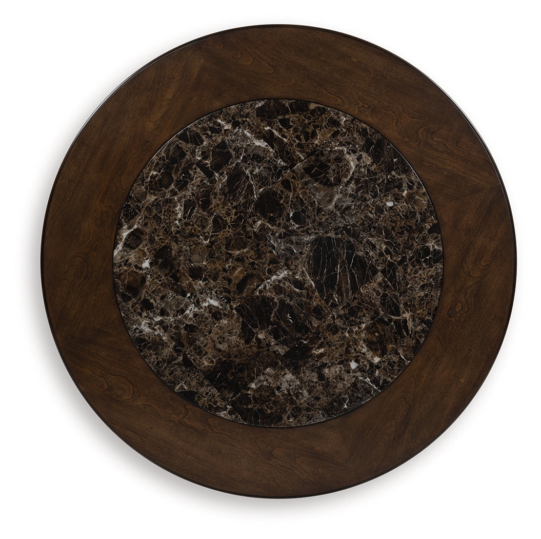 Frallyn Dark Brown Round Cocktail Table - Ornate Home