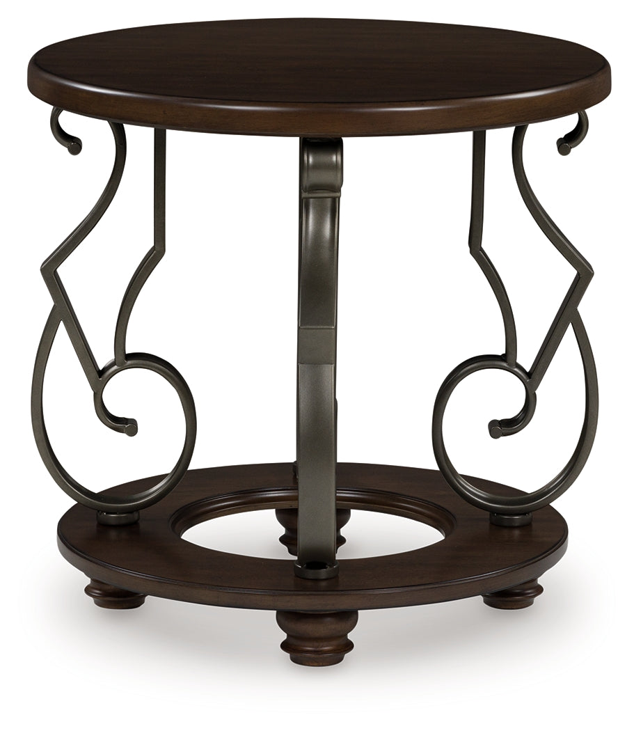 Frallyn Dark Brown Round End Table - Ornate Home