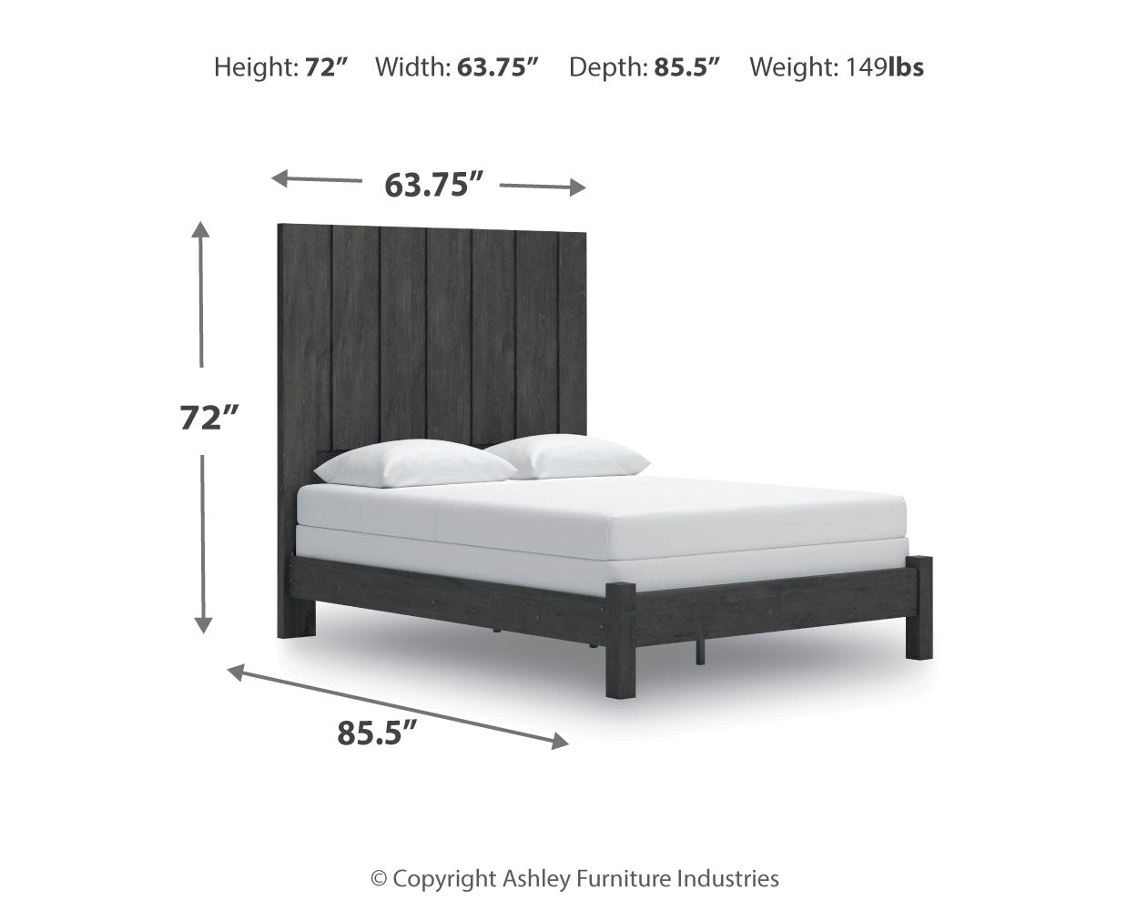 Fraluna Charcoal Queen Panel Bed, Dresser and Mirror - Ornate Home
