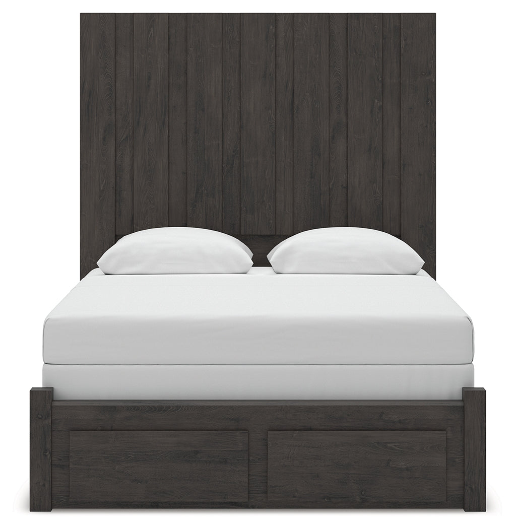 Fraluna Charcoal Queen Panel Storage Bed, Dresser and Mirror (Online Special Price) - Ornate Home