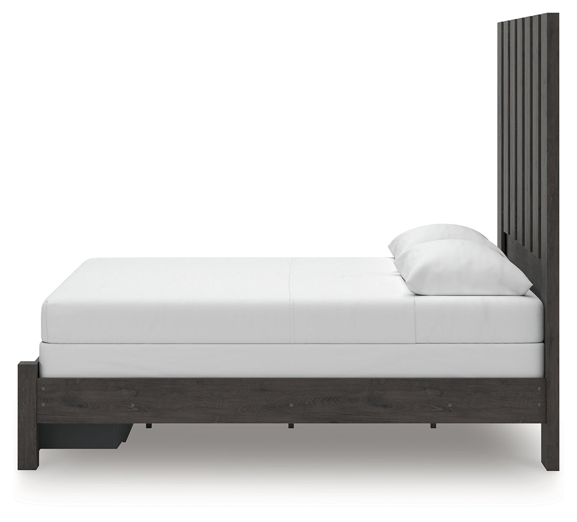 Fraluna Charcoal Queen Panel Storage Bed, Dresser and Mirror (Online Special Price) - Ornate Home