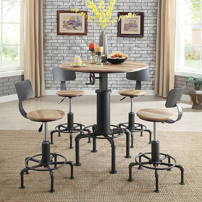 Fran Sand Black/Light Oak Wine Bar Table - Ornate Home
