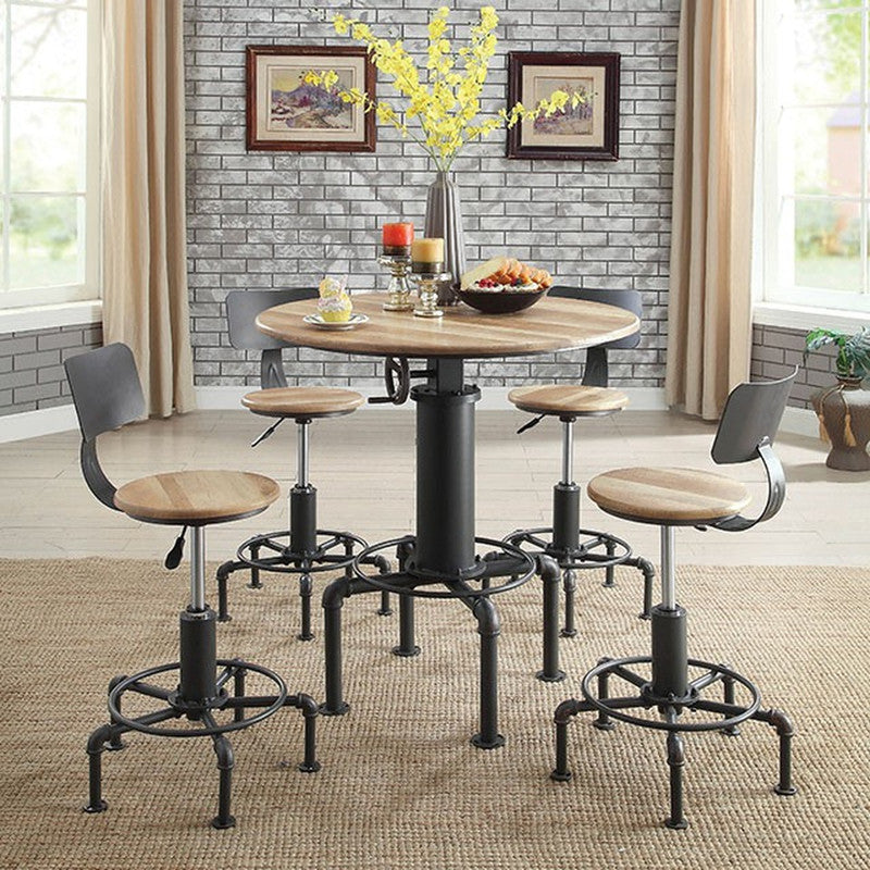 Fran Sand Black/Light Oak Wine Bar Table - Ornate Home