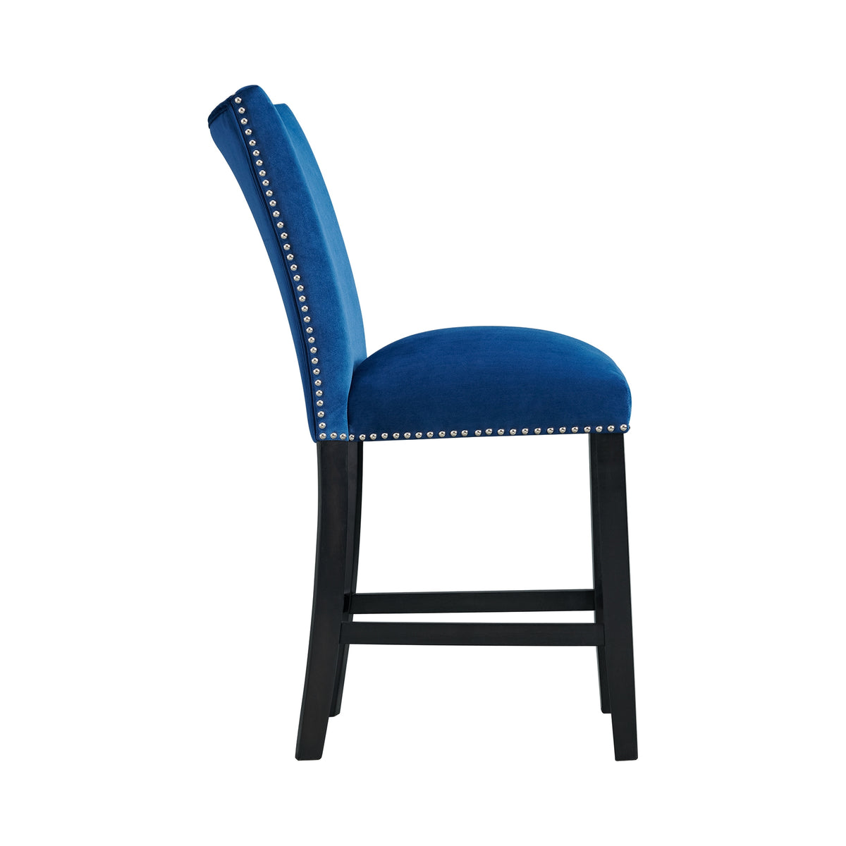 Francesca Blue Velvet Counter Side Chair (Set of 2) - Ornate Home