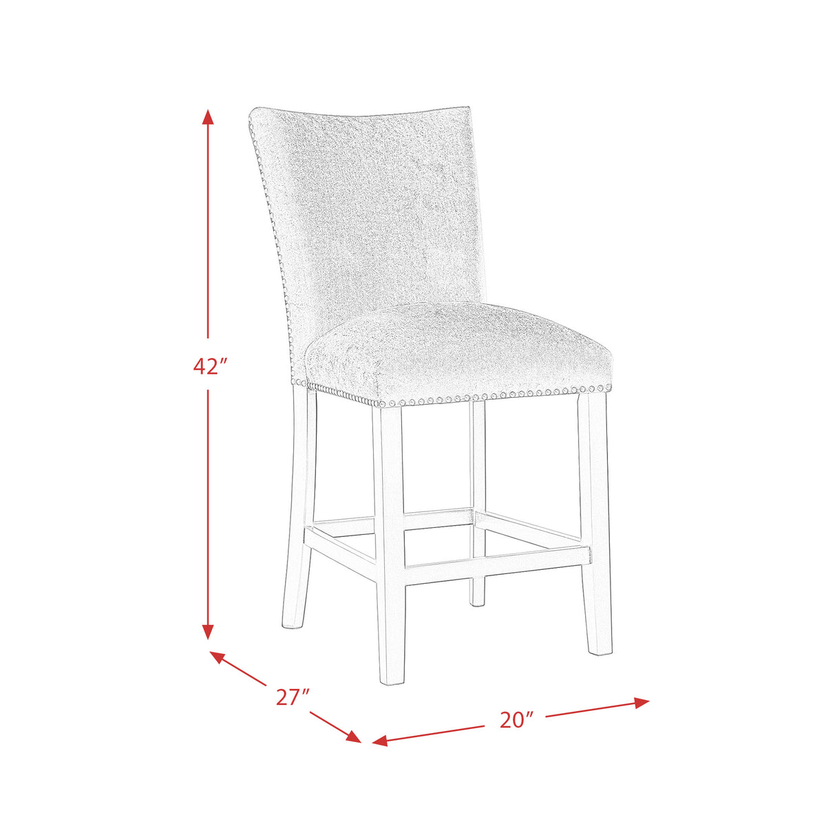 Francesca Blue Velvet Counter Side Chair (Set of 2) - Ornate Home