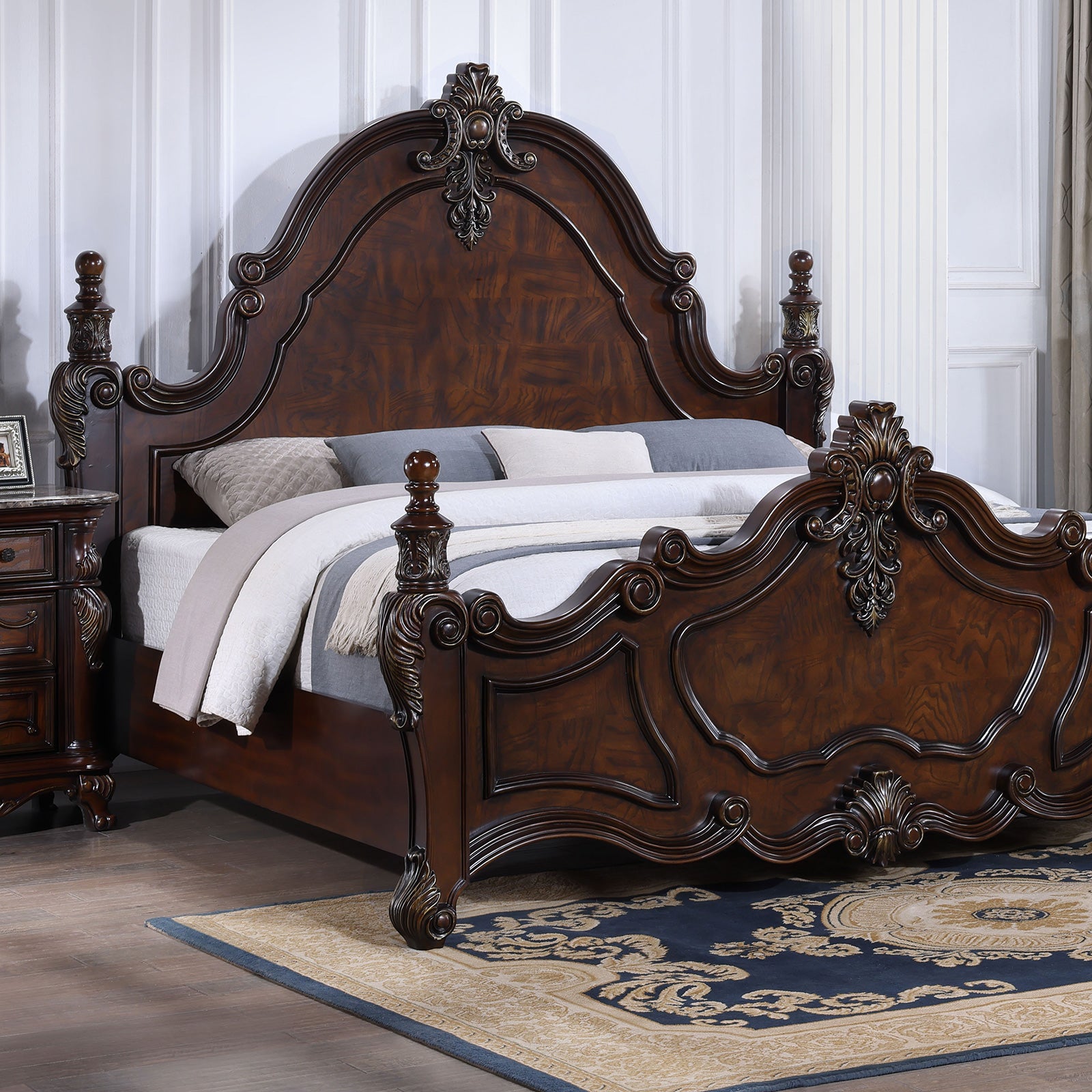 Francione Dark Cherry 5 Pc. Queen Bedroom Set w/ Chest - Ornate Home