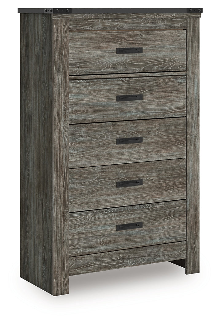Frandern Gray Five Drawer Chest - Ornate Home