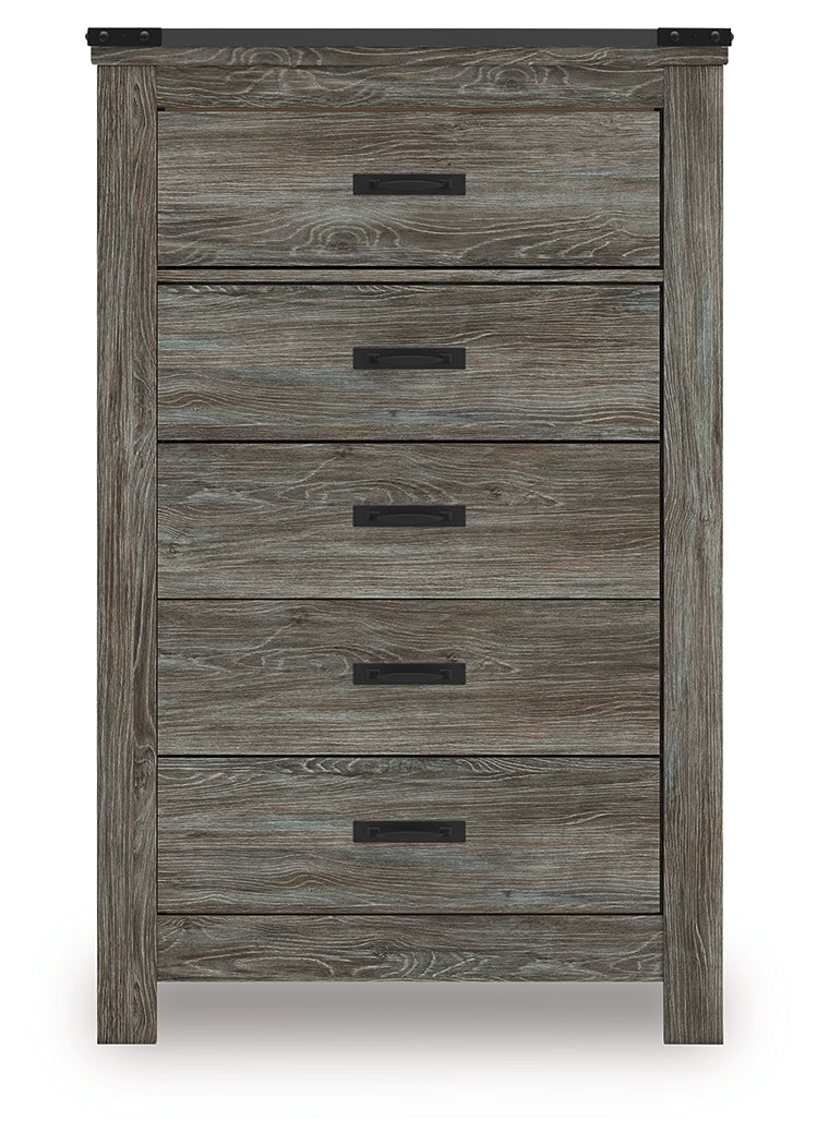 Frandern Gray Five Drawer Chest - Ornate Home