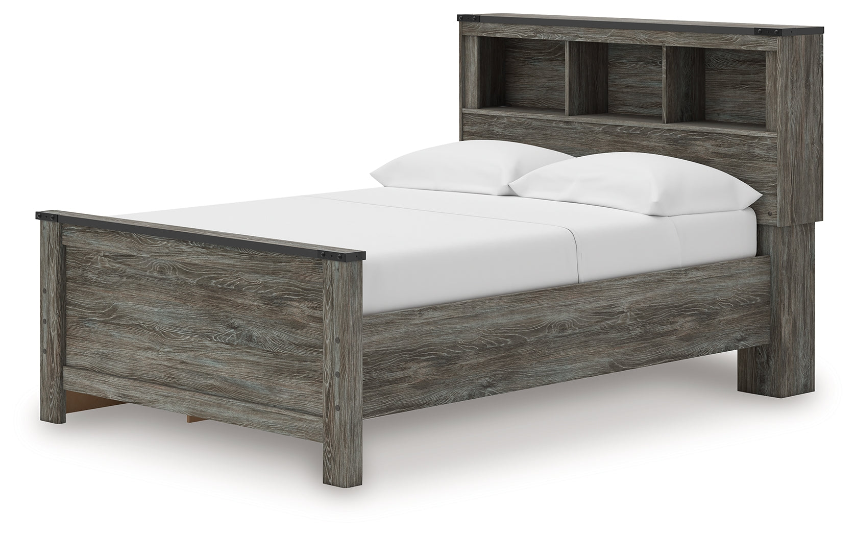Frandern Gray Full Bookcase Bed with Storage, Dresser and Mirror - Ornate Home