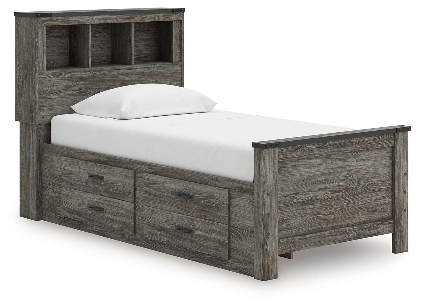 Frandern Gray Twin Bookcase Bed with Storage, Dresser and Mirror (Online Special Price) - Ornate Home