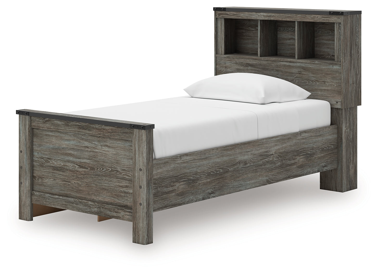 Frandern Gray Twin Bookcase Bed with Storage, Dresser and Mirror - Ornate Home