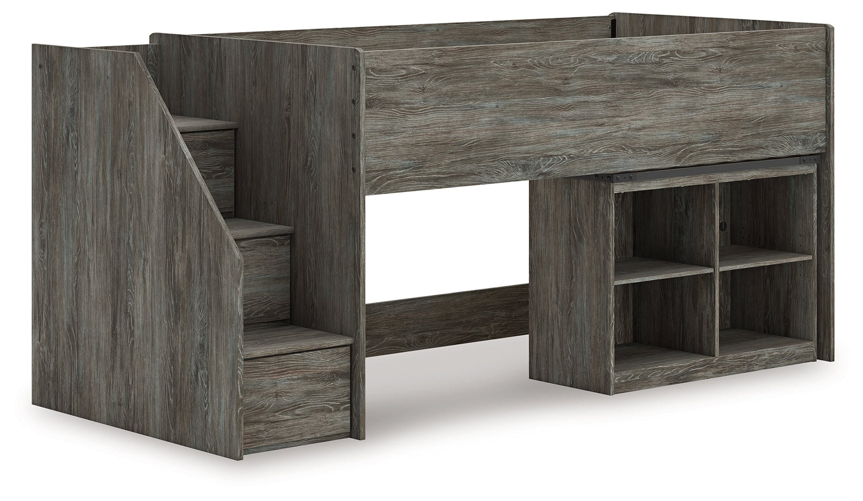 Frandern Gray Twin Loft Bed with Bookcase Storage (Online Special Price) - Ornate Home