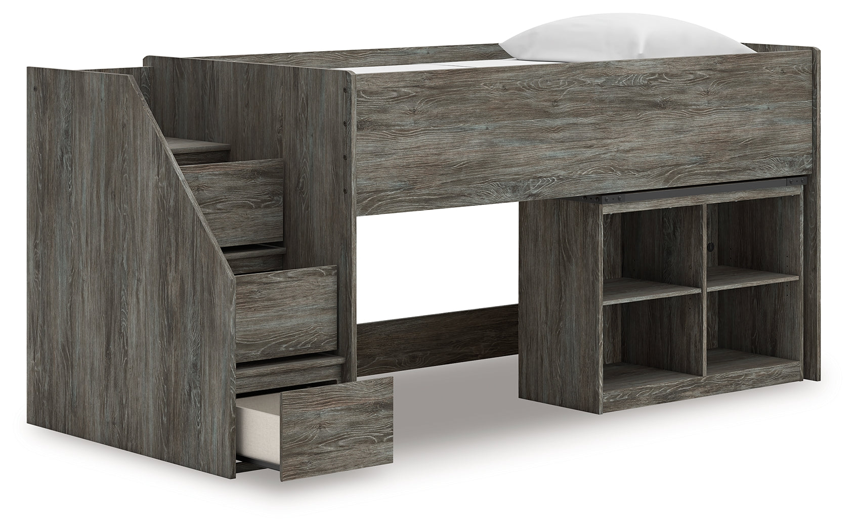 Frandern Gray Twin Loft Bed with Bookcase Storage (Online Special Price) - Ornate Home