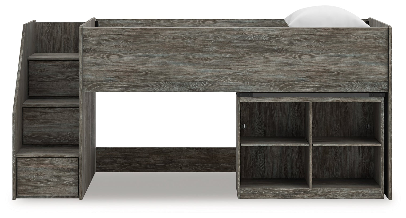 Frandern Gray Twin Loft Bed with Bookcase Storage (Online Special Price) - Ornate Home