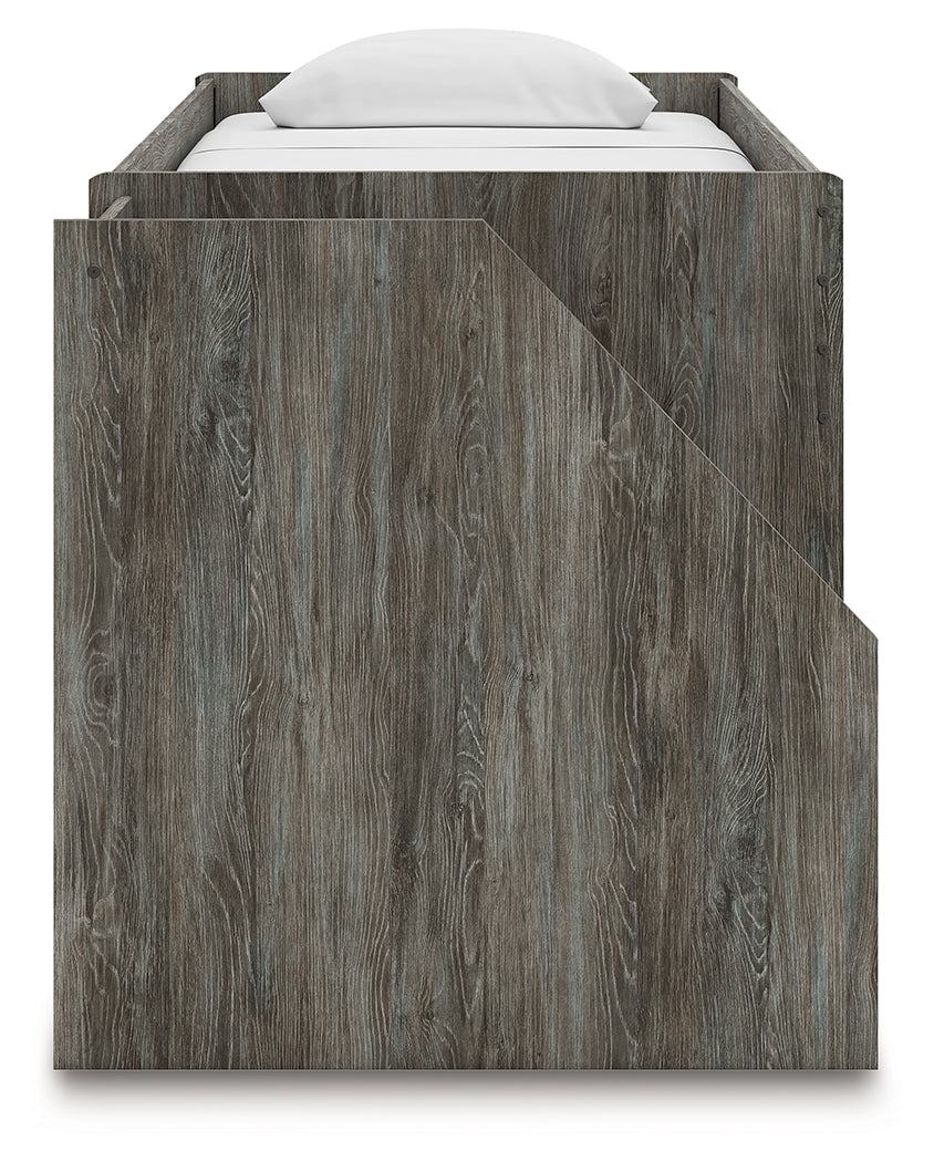 Frandern Gray Twin Loft Bed with Bookcase and Drawer Storage (Online Special Price) - Ornate Home