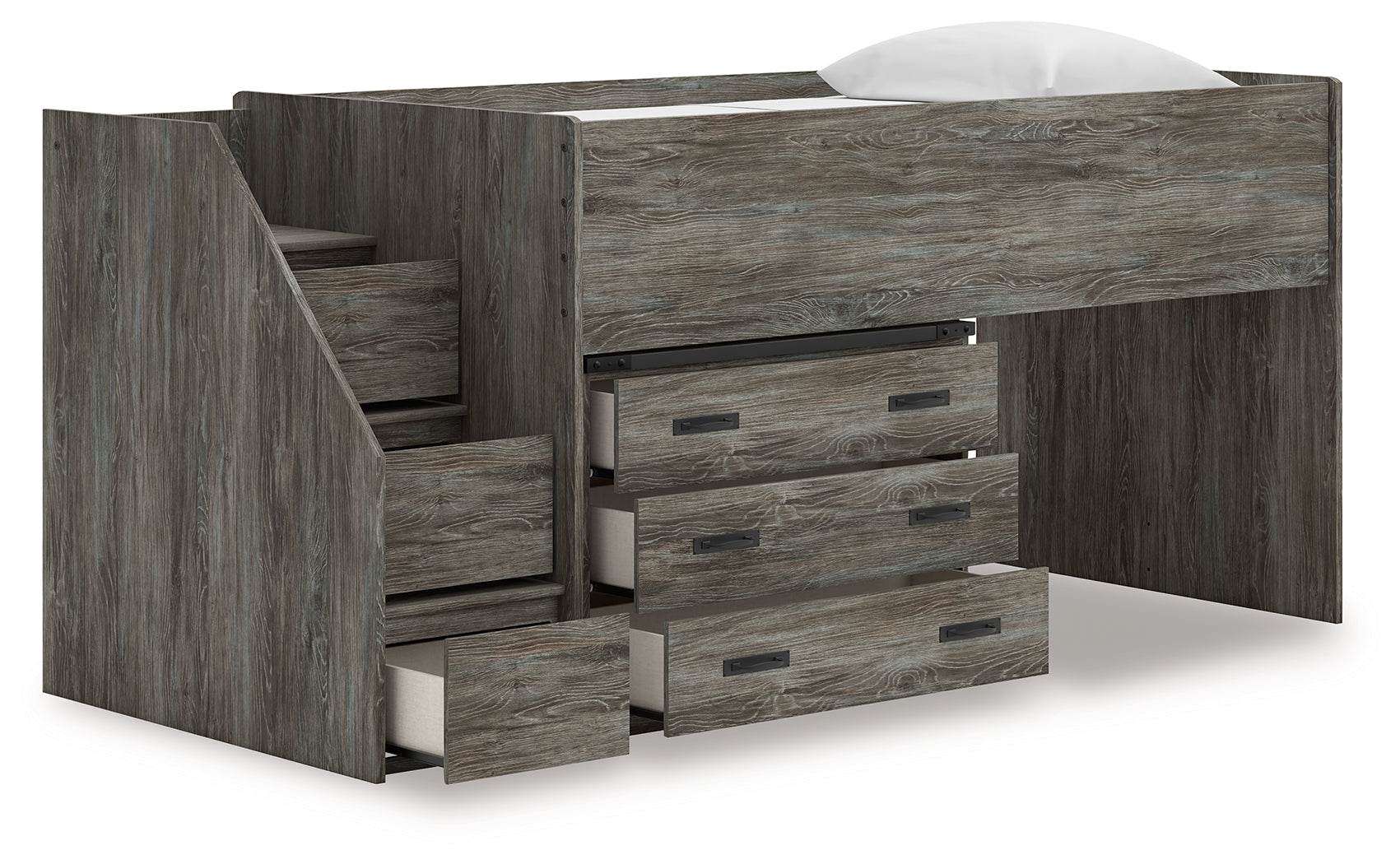 Frandern Gray Twin Loft Bed with Drawer Storage (Online Special Price) - Ornate Home
