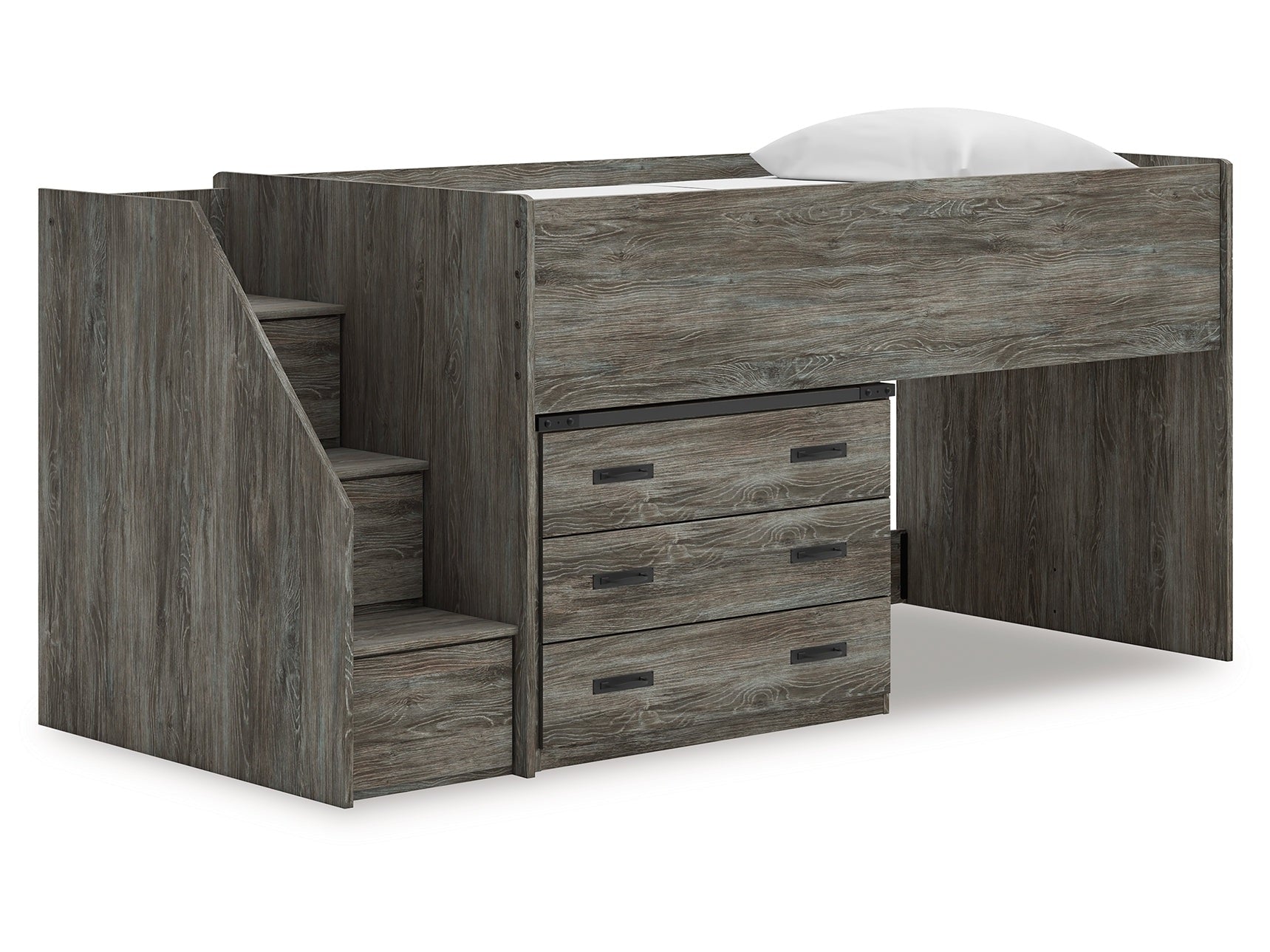 Frandern Gray Twin Loft Bed with Drawer Storage - Ornate Home