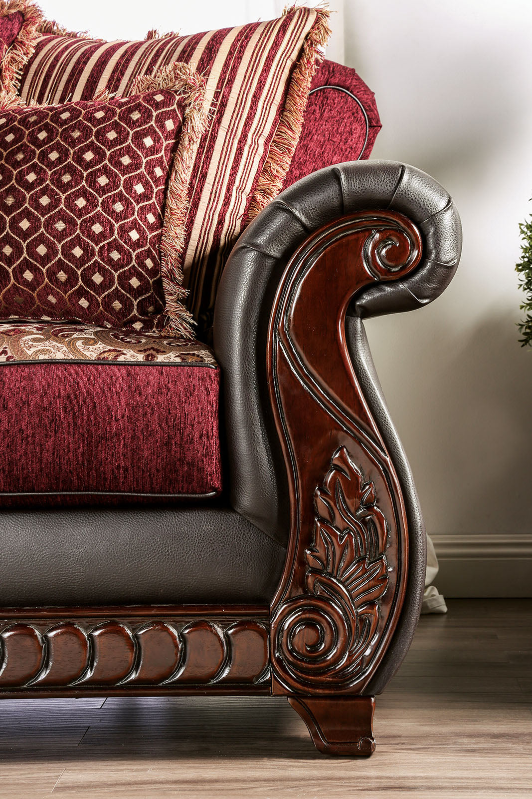 Franklin Burgundy/Espresso Chair - Ornate Home