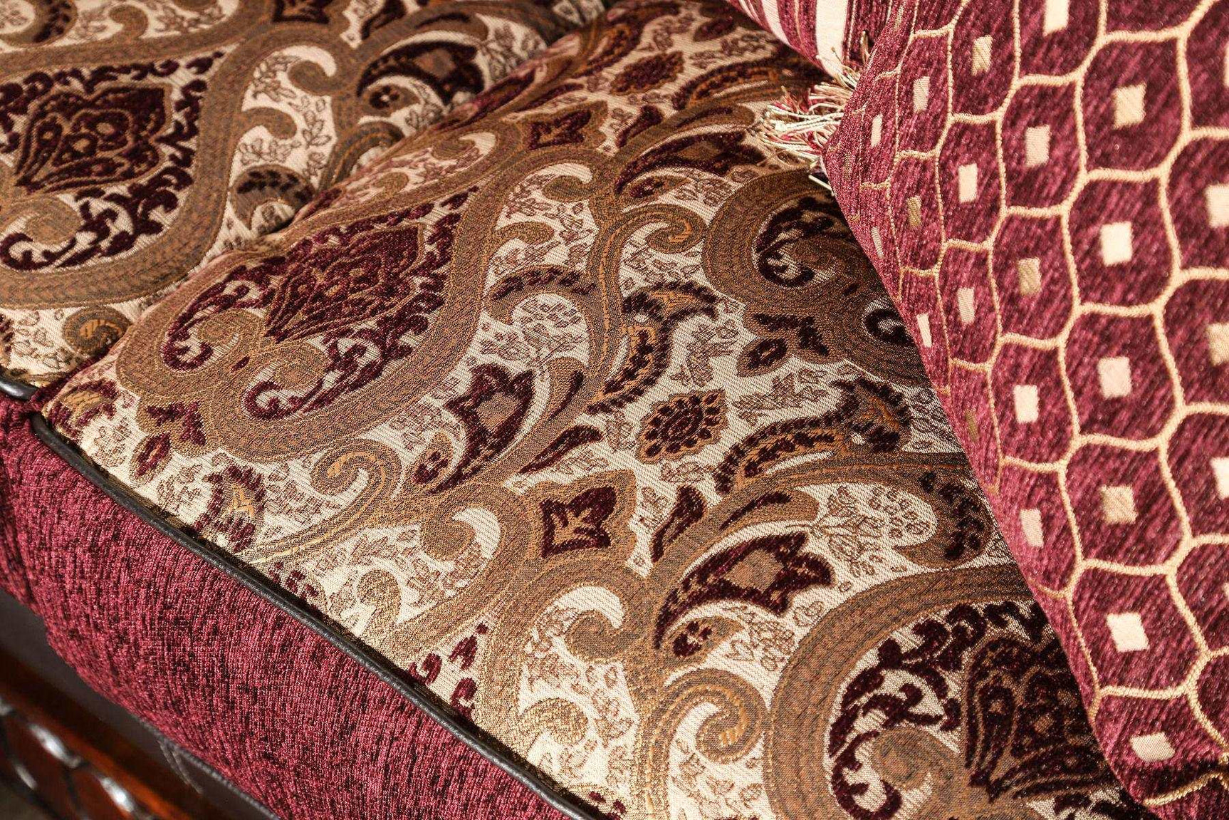 Franklin Burgundy & Espresso Loveseat - Ornate Home