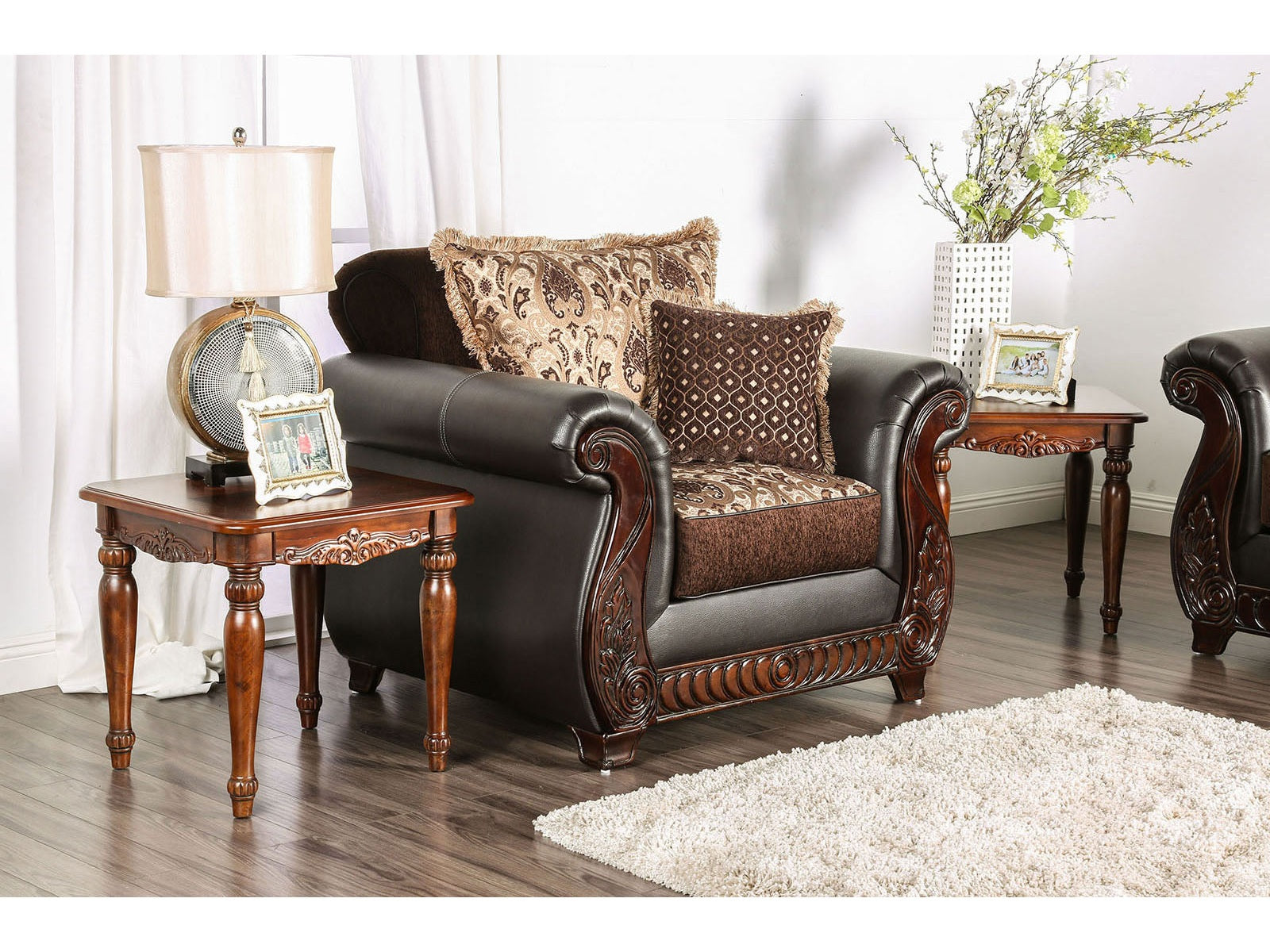 Franklin Dark Brown & Tan Sofa - Ornate Home