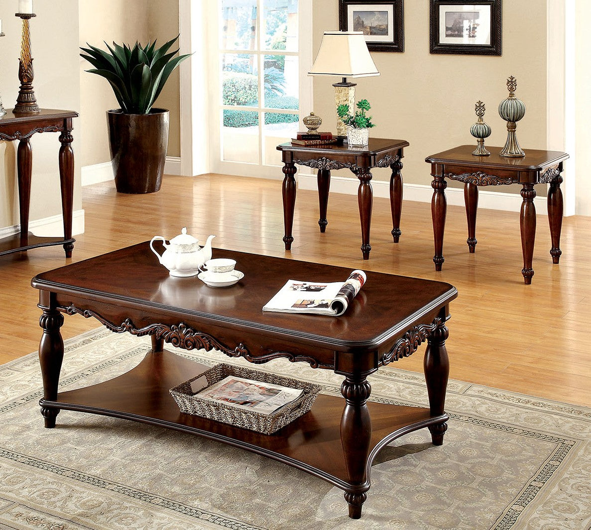 Franklin Dark Brown & Tan Stationary Sofa & Loveseat 2pc - Ornate Home