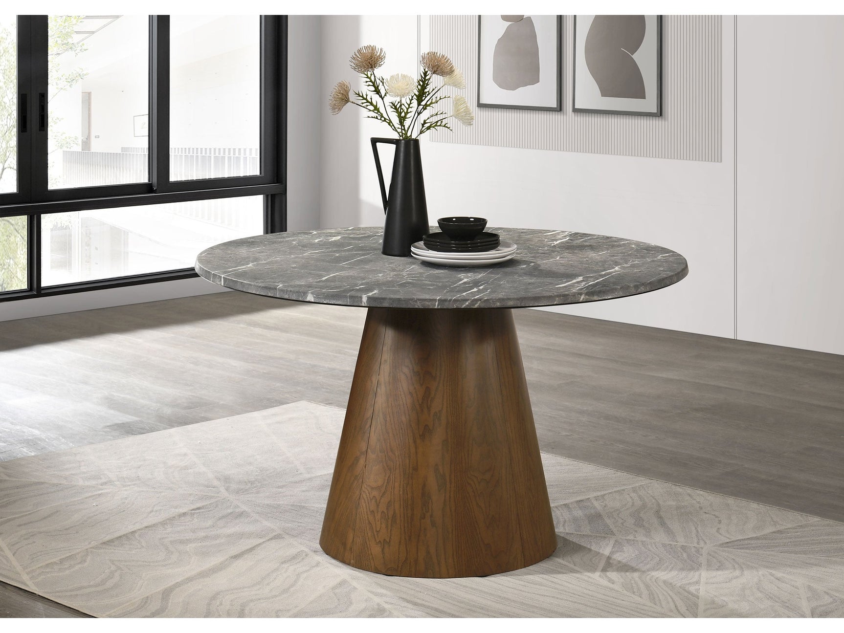 Franklin Dark Oak 59-inch Round Dining Table - Ornate Home