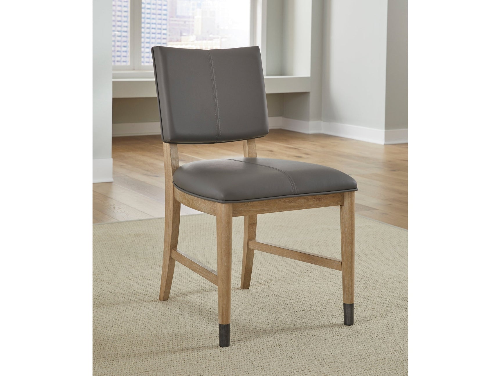 Franklin Dining Chair in Au Natural and Gray Leather (Set of 2) - Ornate Home