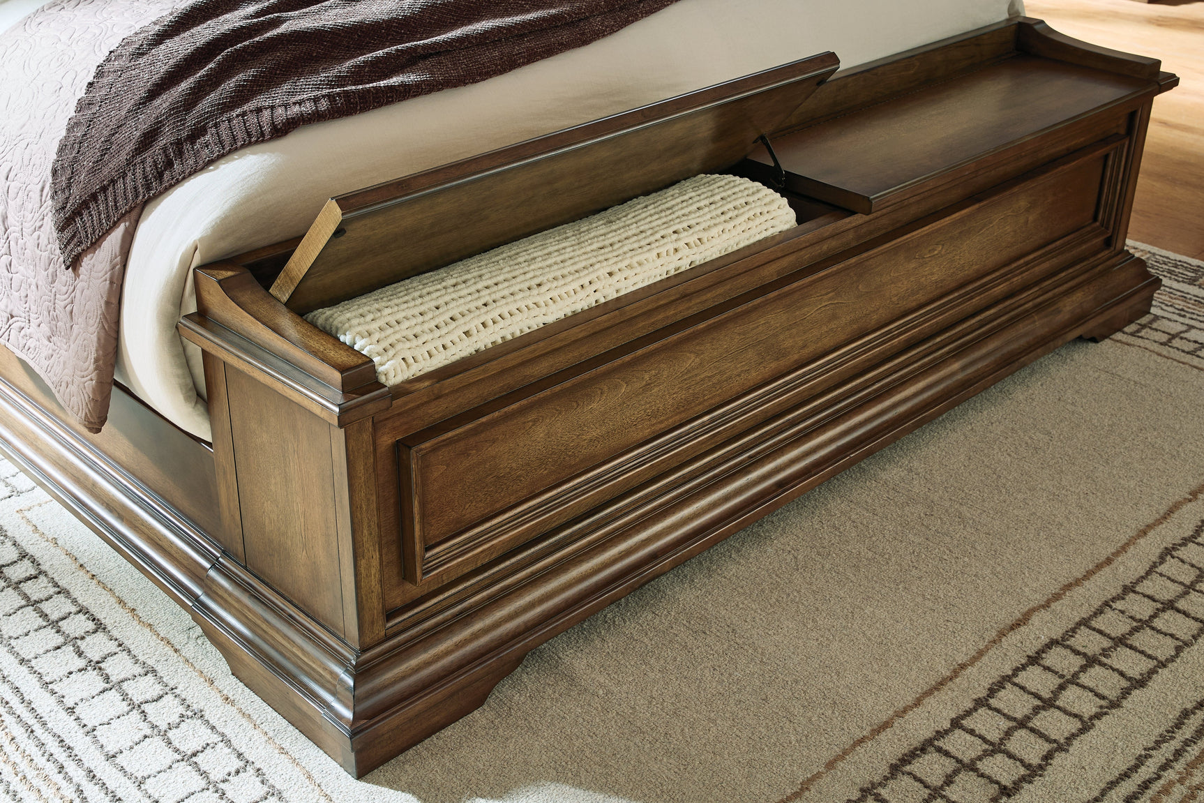 Frantanna Brown King Panel Storage Bed (Online Special Price) - Ornate Home