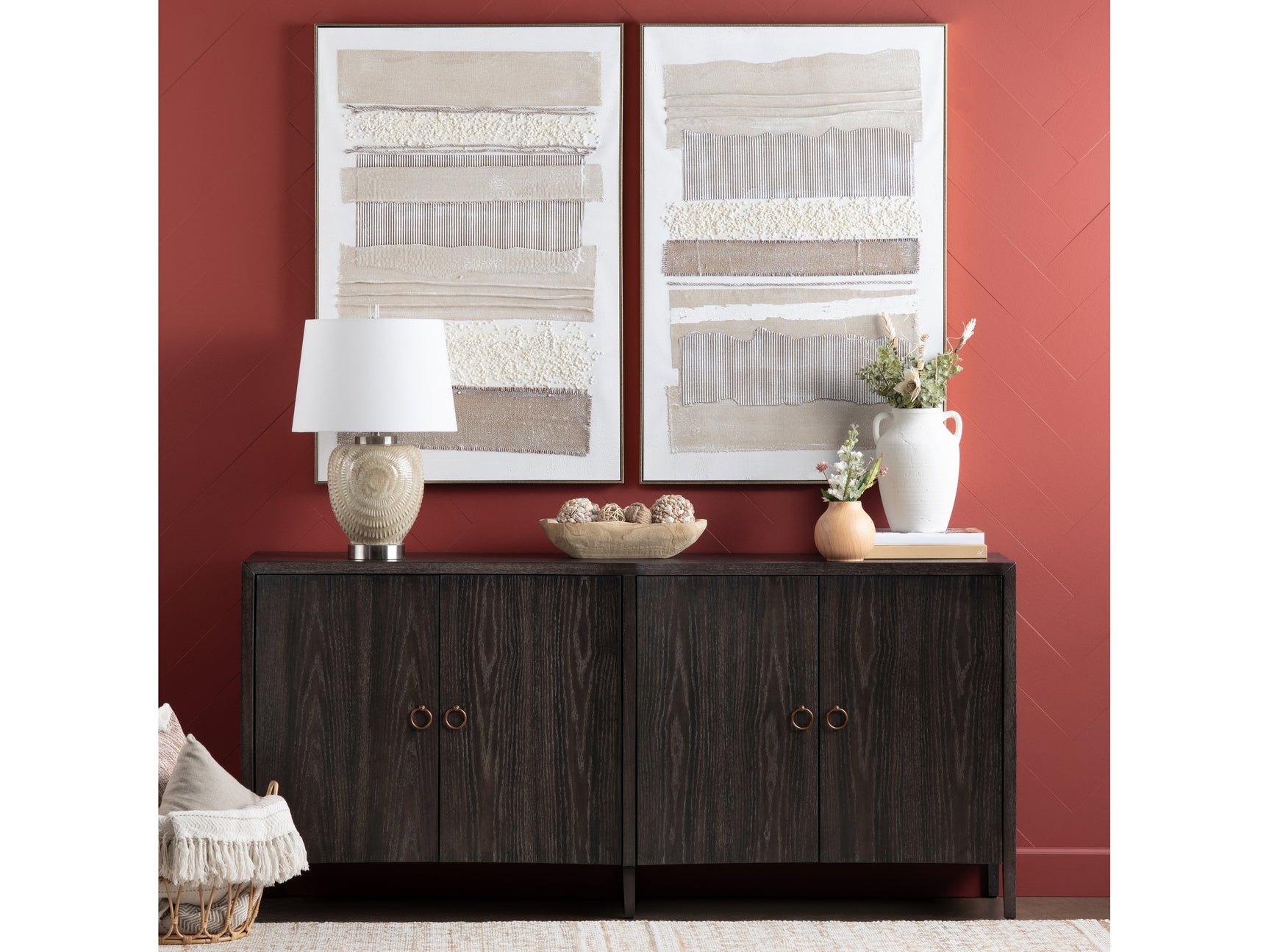 Frayed Lines Brown/White Canvas - Ornate Home