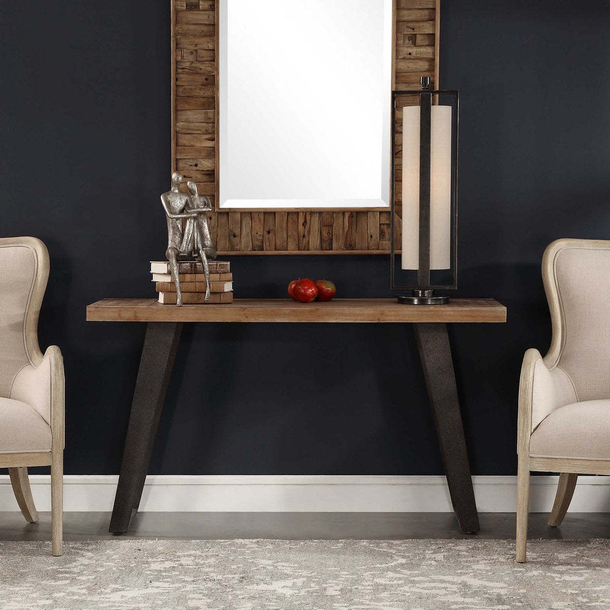 Freddy Black/Woodtone Weathered Console Table - Ornate Home