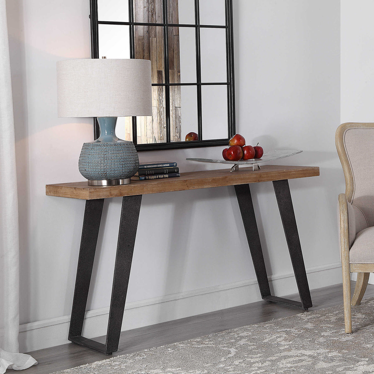 Freddy Black/Woodtone Weathered Console Table - Ornate Home