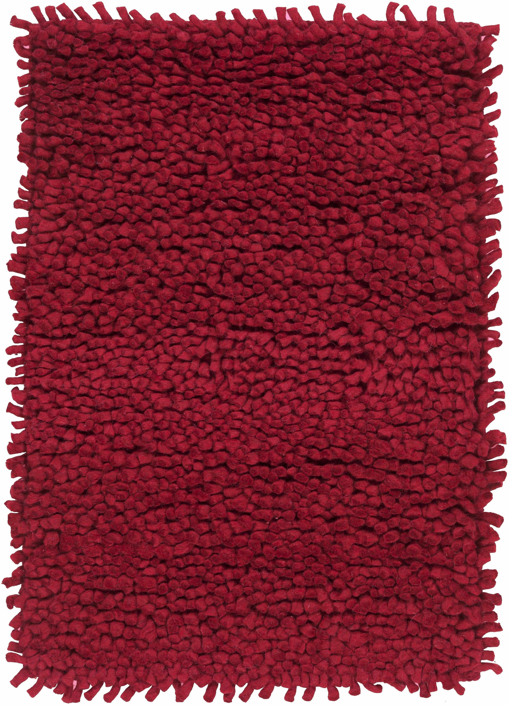 Frederika Solid Dark Red Wool Shag Rug - Clearance - Ornate Home