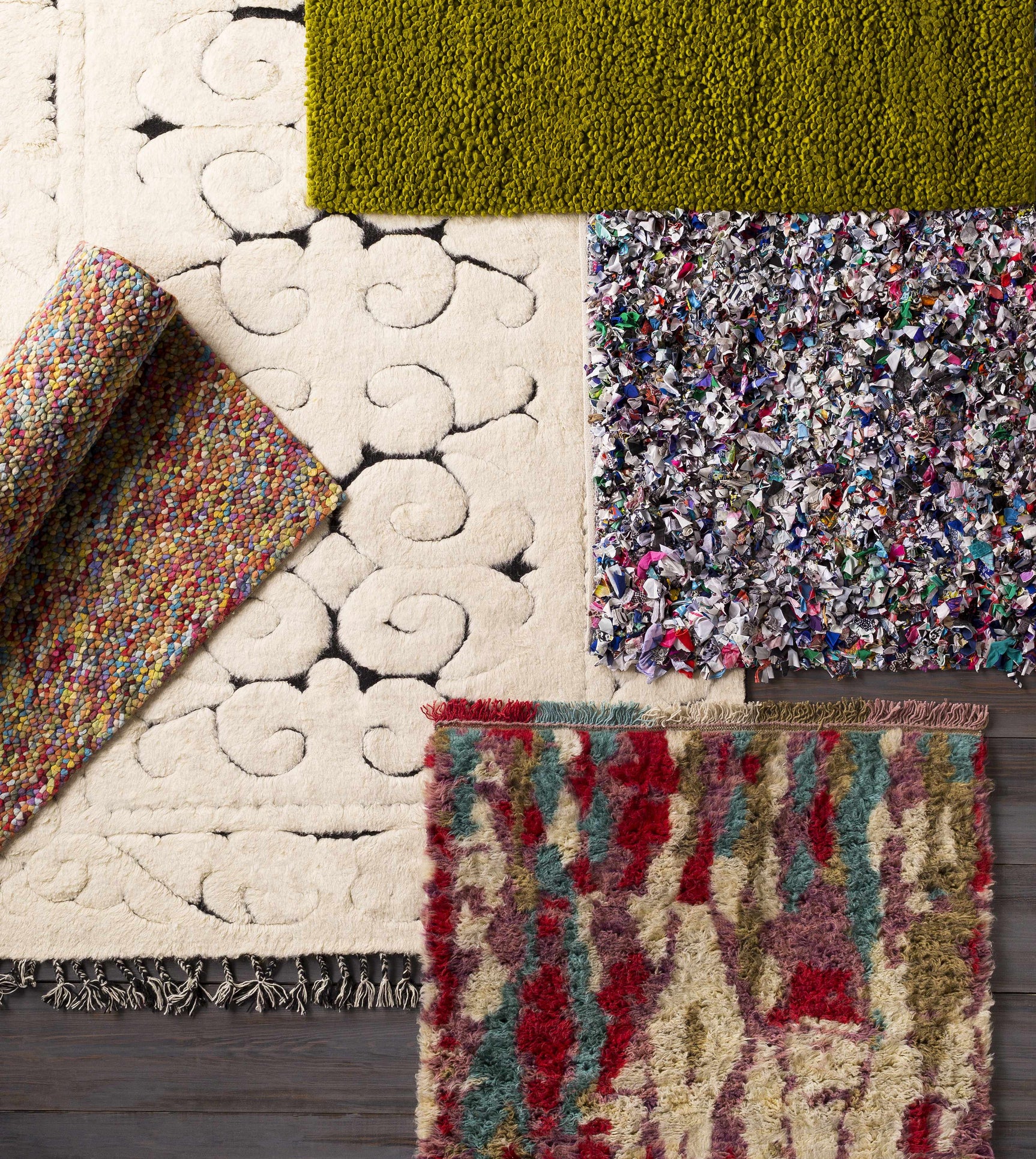 Frederika Solid Olive Green Wool Shag Rug - Clearance - Ornate Home