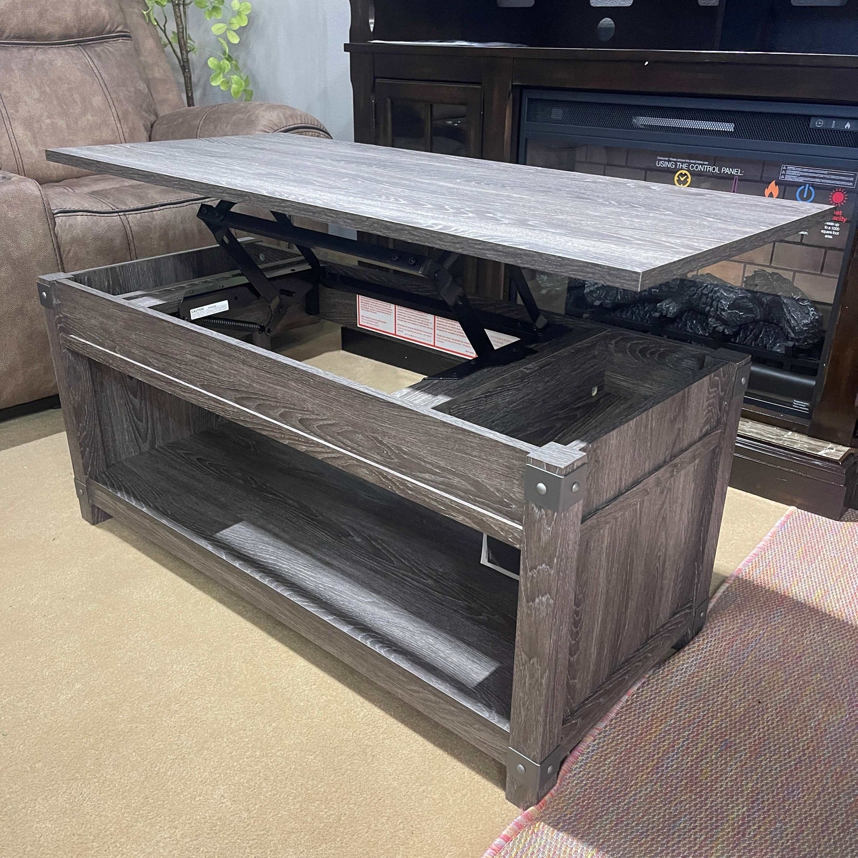 Freedan Grayish Brown Lift Top Coffee Table - Ornate Home