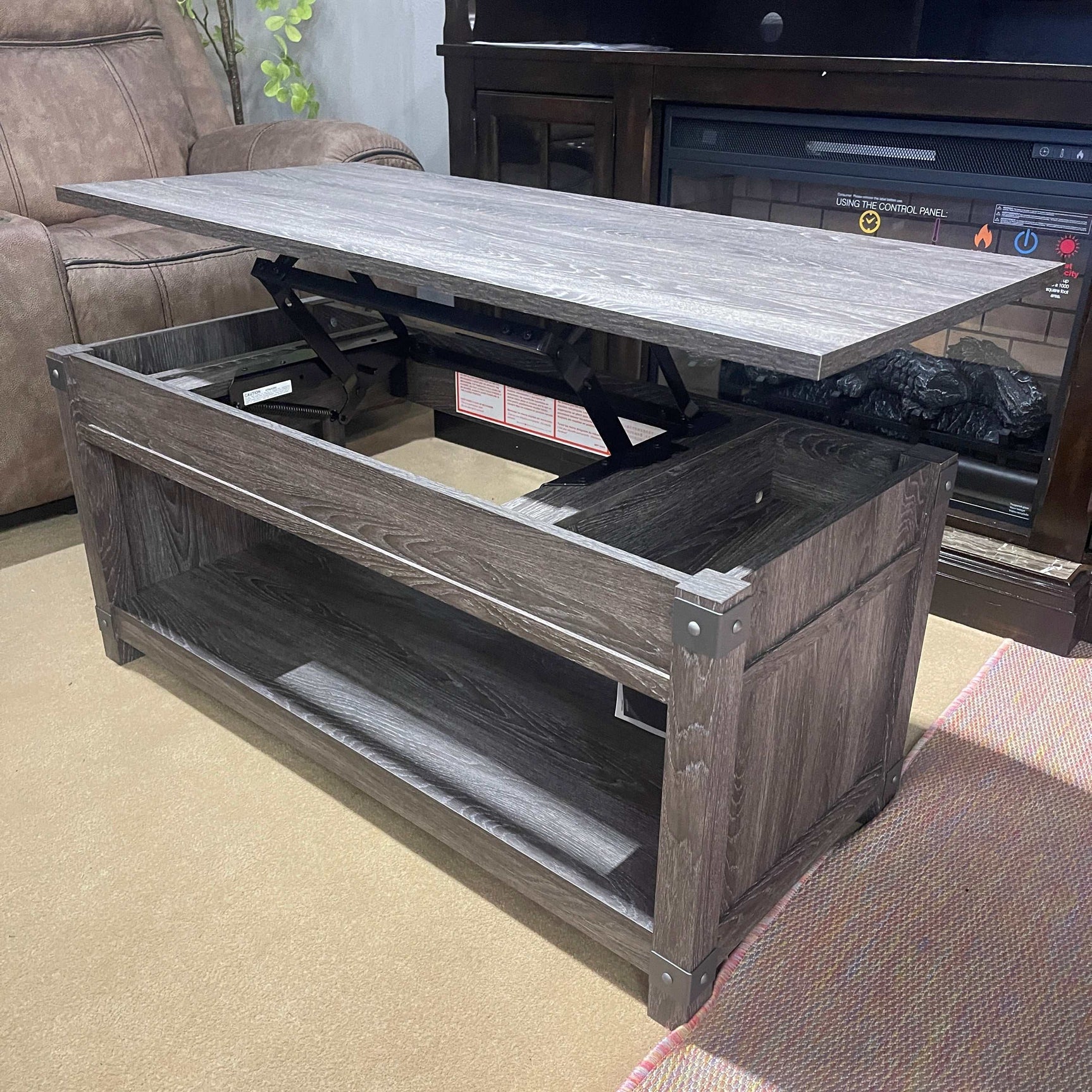 Freedan Grayish Brown Lift Top Coffee Table - Ornate Home