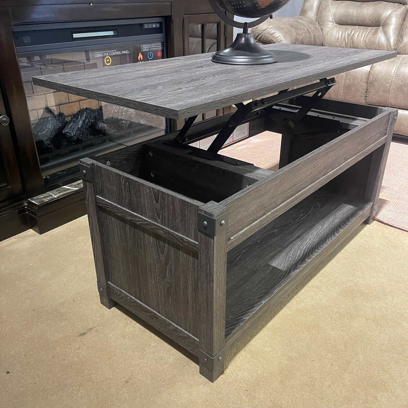 Freedan Grayish Brown Lift Top Coffee Table - Ornate Home