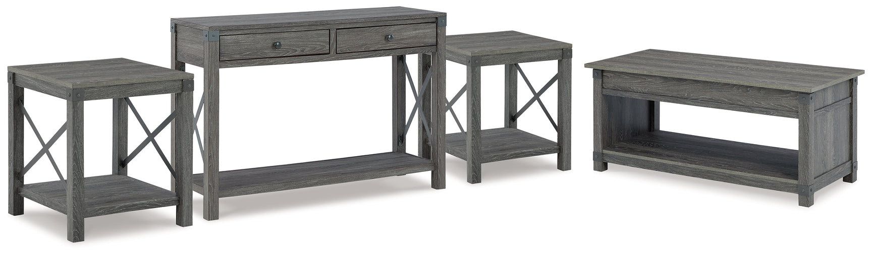 Freedan Grayish Brown Lift-top Coffee Table, 2 End Tables and Console (Online Special Price) - Ornate Home