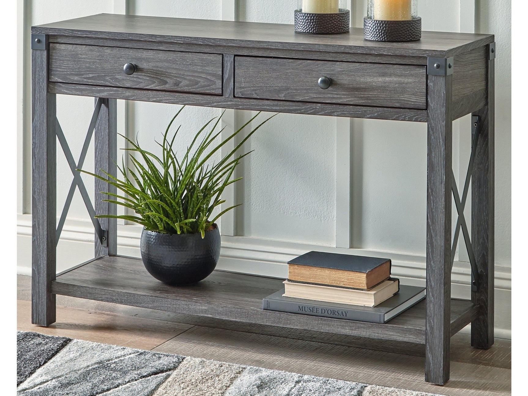 Freedan Grayish Brown Sofa/Console Table (Online Special Price) - Ornate Home