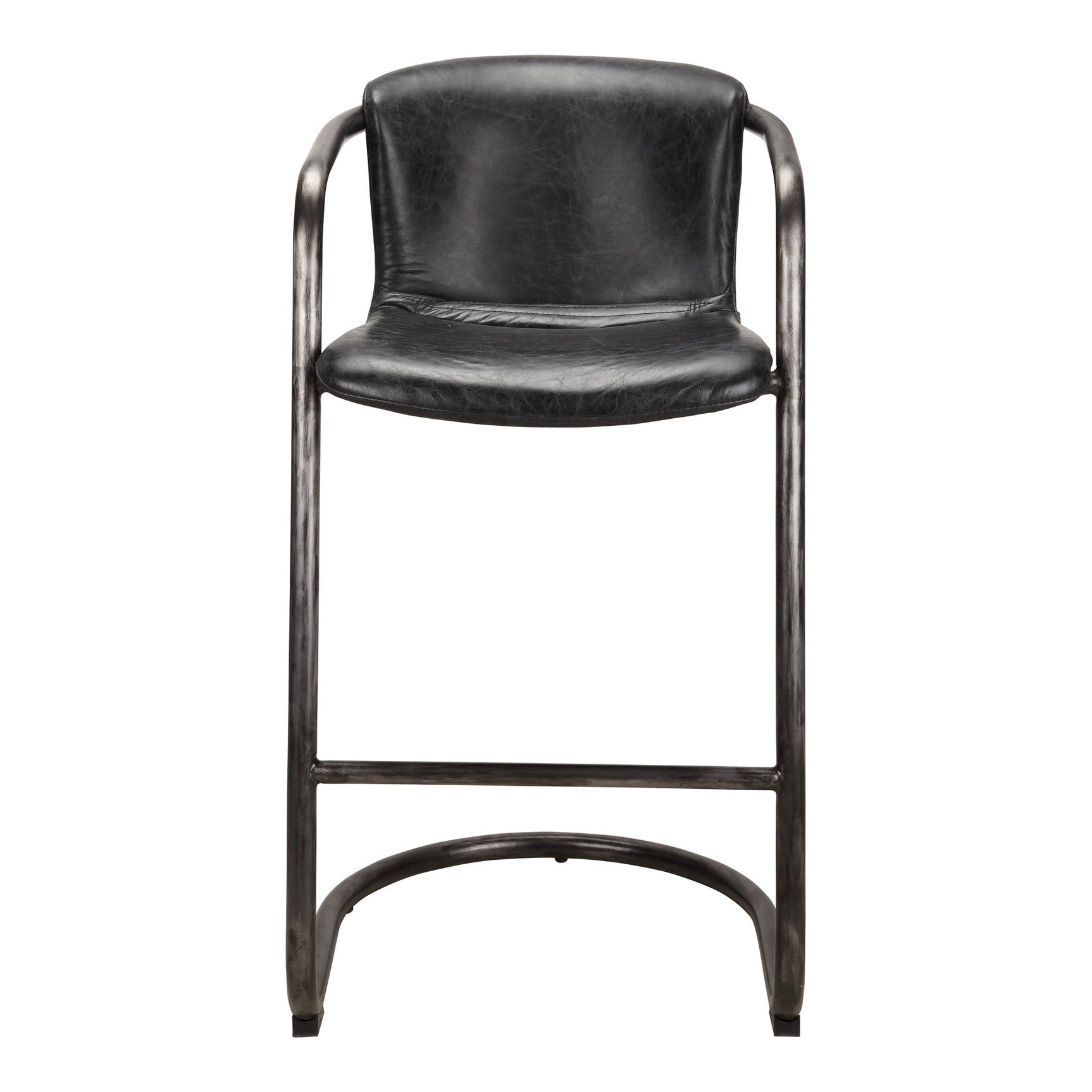 Freeman Two Barstool Onyx Black Leather Set Of - Ornate Home