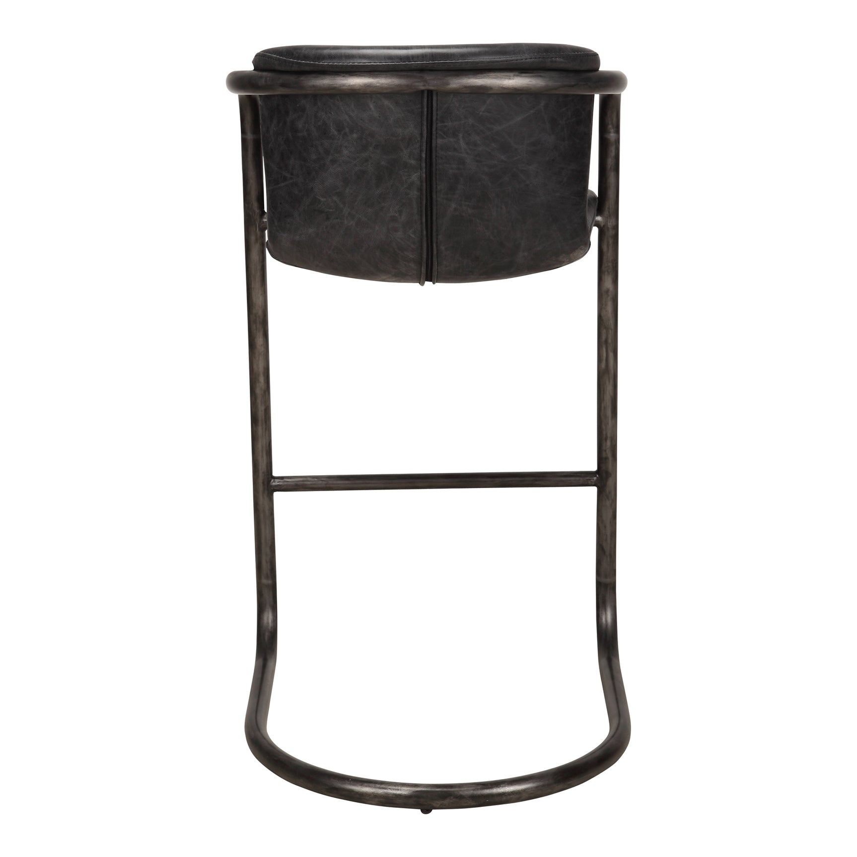 Freeman Two Barstool Onyx Black Leather Set Of - Ornate Home
