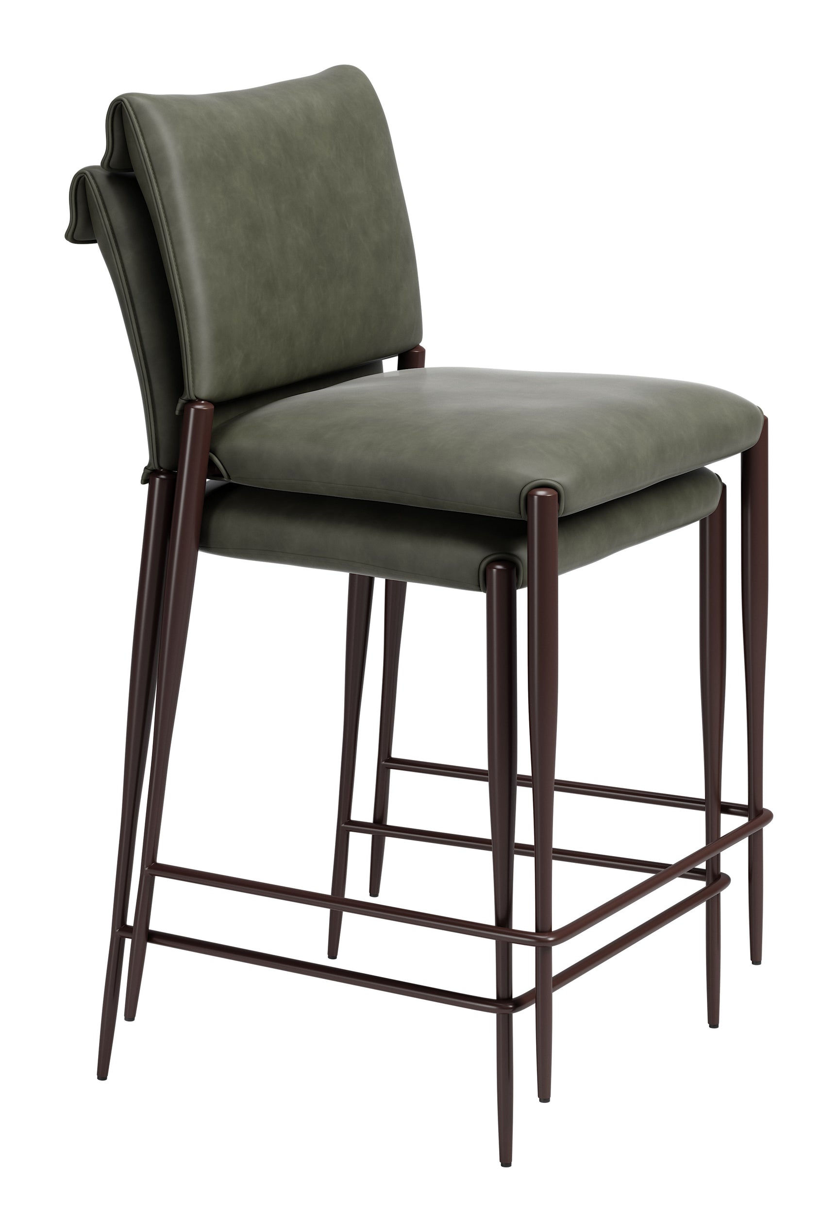 Freesia Olive Green Counter Stool (Set of 2) - Ornate Home