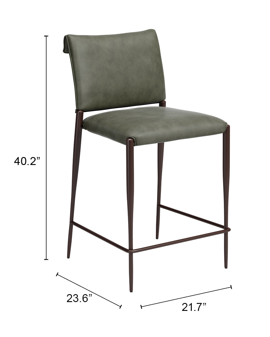 Freesia Olive Green Counter Stool (Set of 2) - Ornate Home