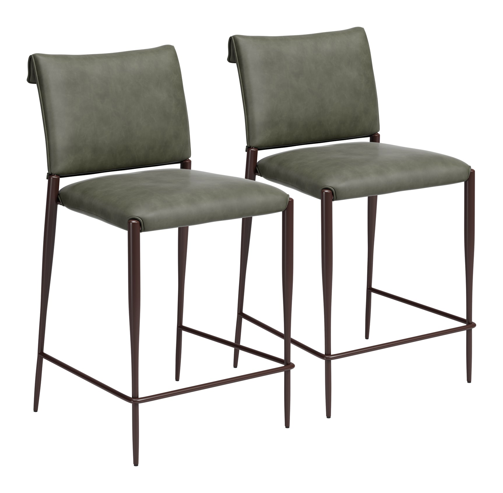 Freesia Olive Green Counter Stool (Set of 2) - Ornate Home
