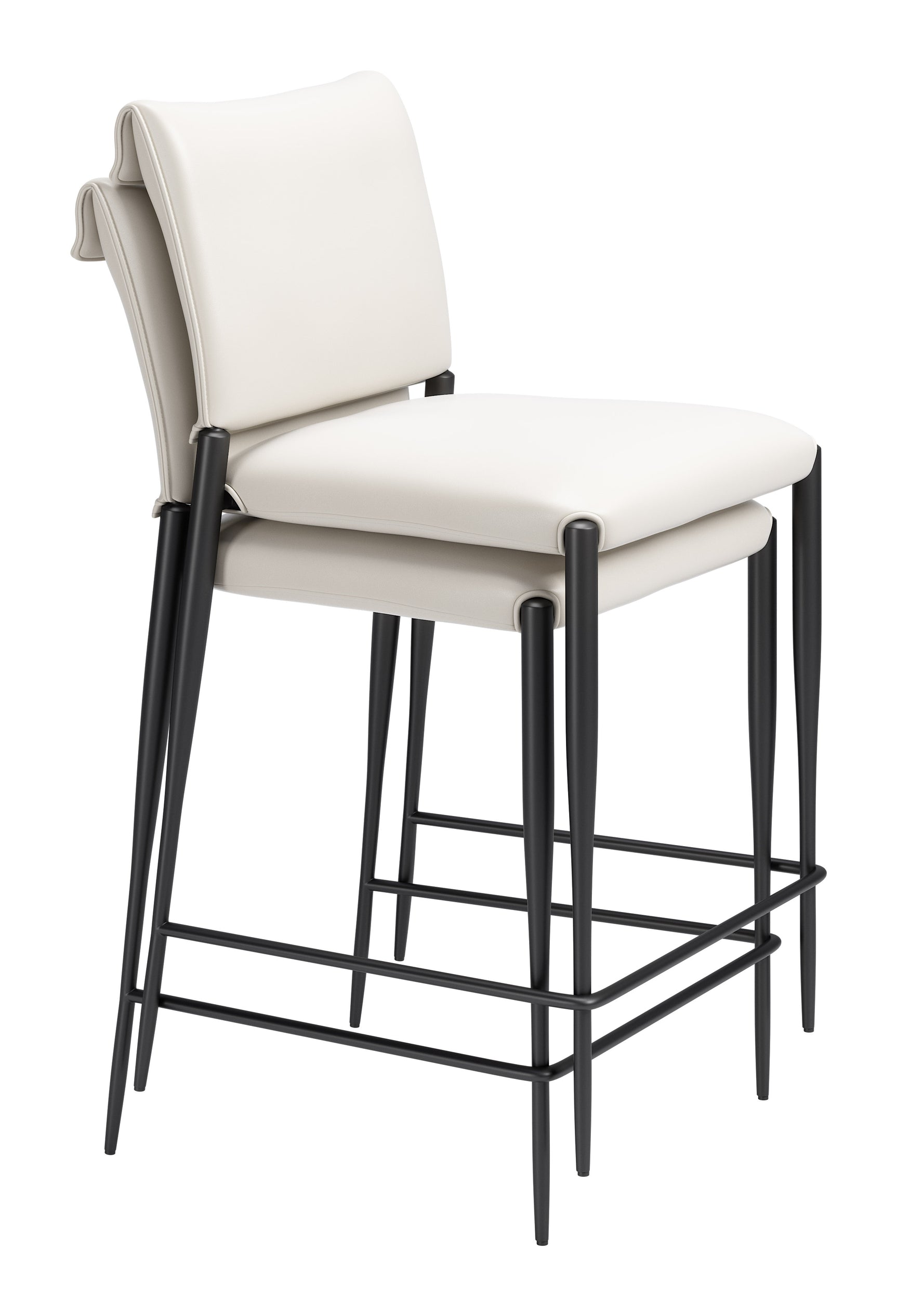 Freesia White Counter Stool (Set of 2) - Ornate Home